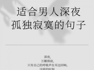 适合男人深夜孤独寂寞时读的句子：一本能够给予力量、慰藉和启示的书籍，让你在孤独中找到方向