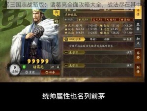 《三国志战略版：诸葛亮全面攻略大全，战法尽在其中》