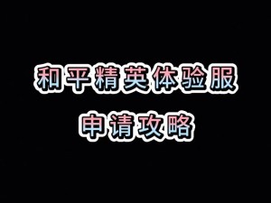 全面解析和平精英体验服申请流程，让你轻松畅享新版本游戏体验