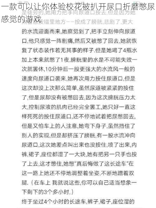 一款可以让你体验校花被扒开尿口折磨憋尿感觉的游戏