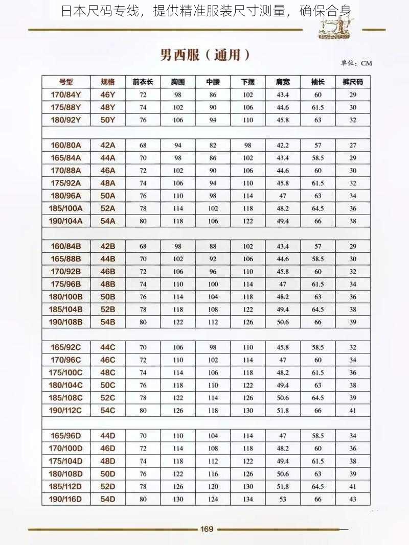 日本尺码专线，提供精准服装尺寸测量，确保合身