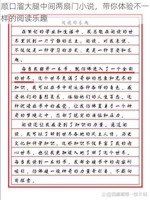 顺口溜大腿中间两扇门小说，带你体验不一样的阅读乐趣