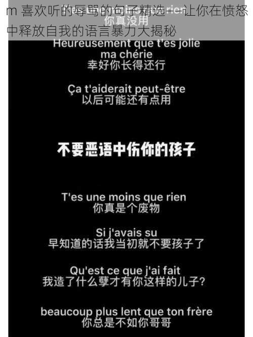 m 喜欢听的辱骂的句子精选——让你在愤怒中释放自我的语言暴力大揭秘