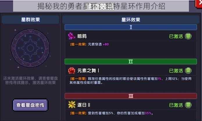 揭秘我的勇者星环：独特星环作用介绍