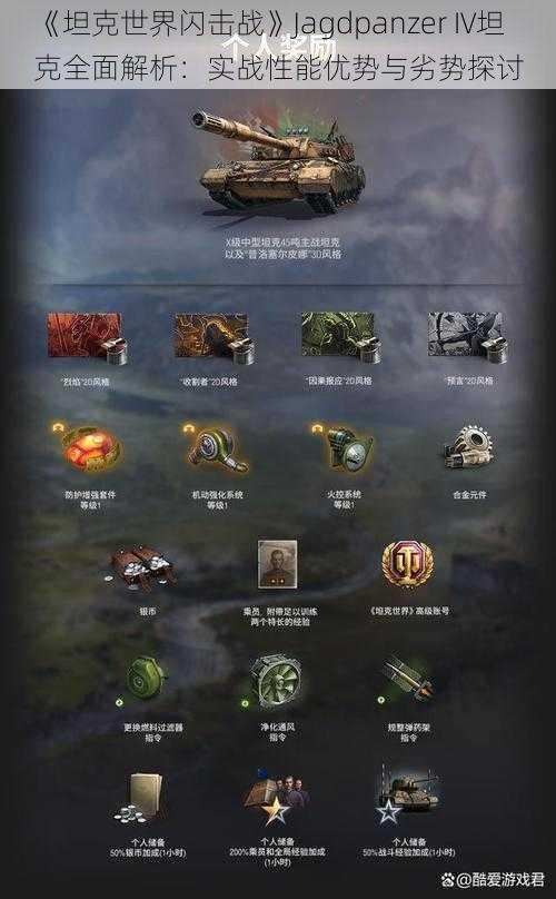 《坦克世界闪击战》Jagdpanzer IV坦克全面解析：实战性能优势与劣势探讨