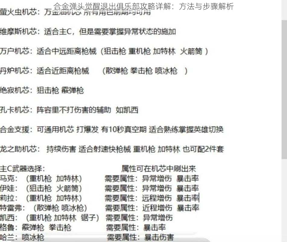 合金弹头觉醒退出俱乐部攻略详解：方法与步骤解析