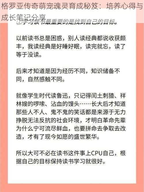 格罗亚传奇萌宠魂灵育成秘笈：培养心得与成长笔记分享