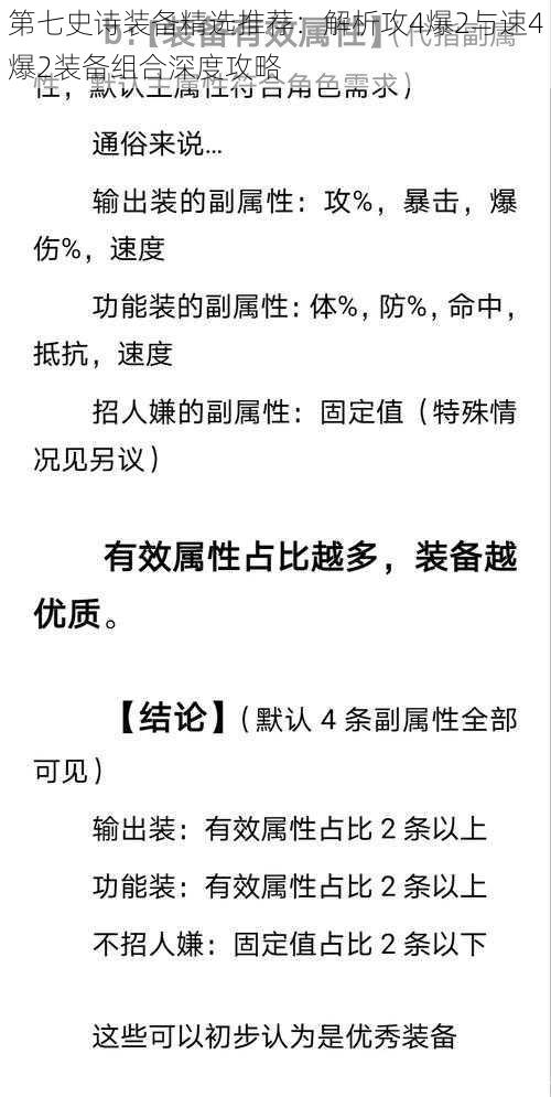 第七史诗装备精选推荐：解析攻4爆2与速4爆2装备组合深度攻略