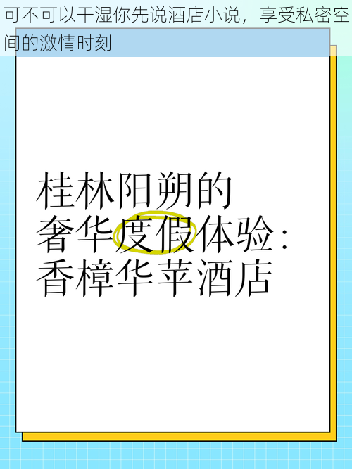 可不可以干湿你先说酒店小说，享受私密空间的激情时刻