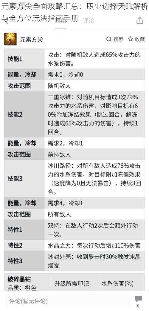 元素方尖全面攻略汇总：职业选择天赋解析与全方位玩法指南手册