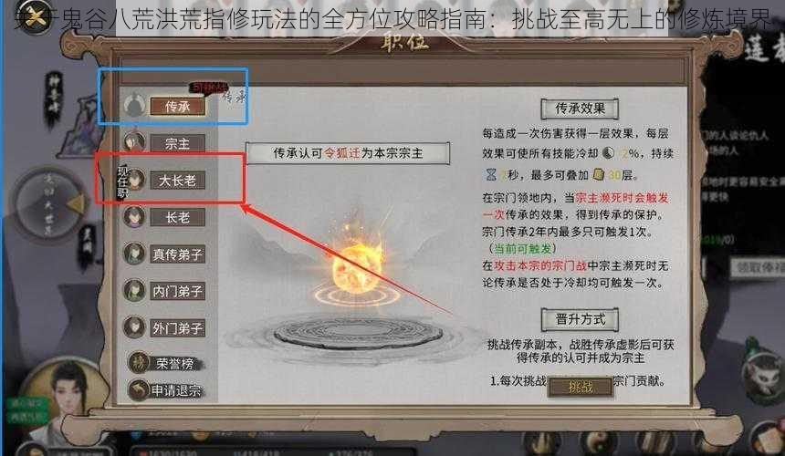 关于鬼谷八荒洪荒指修玩法的全方位攻略指南：挑战至高无上的修炼境界