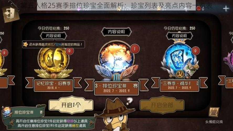 第五人格25赛季排位珍宝全面解析：珍宝列表及亮点内容一览表