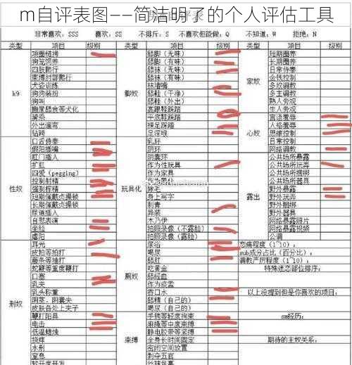 m自评表图——简洁明了的个人评估工具