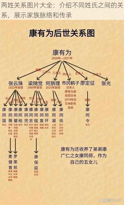 两姓关系图片大全：介绍不同姓氏之间的关系，展示家族脉络和传承