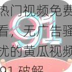 热门视频免费看，无广告骚扰的黄瓜视频 91 破解版