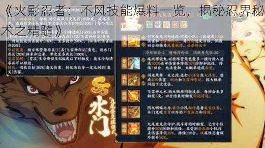 《火影忍者：不风技能爆料一览，揭秘忍界秘术之精髓》