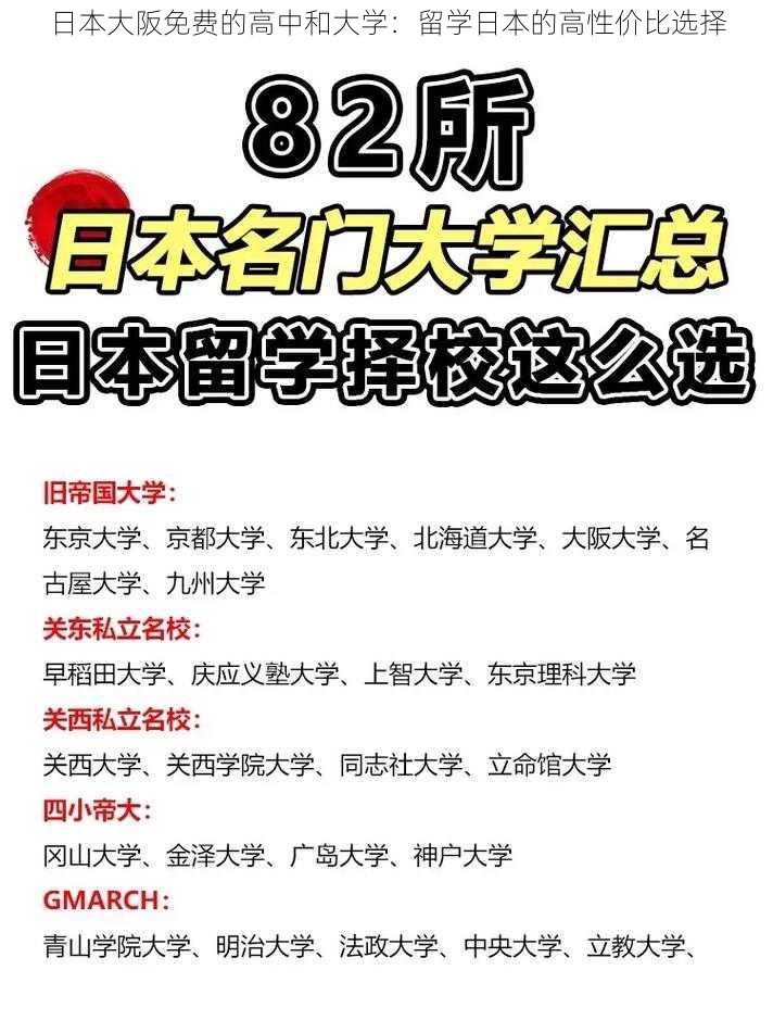 日本大阪免费的高中和大学：留学日本的高性价比选择