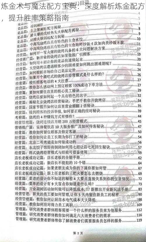 炼金术与魔法配方宝典：深度解析炼金配方，提升胜率策略指南