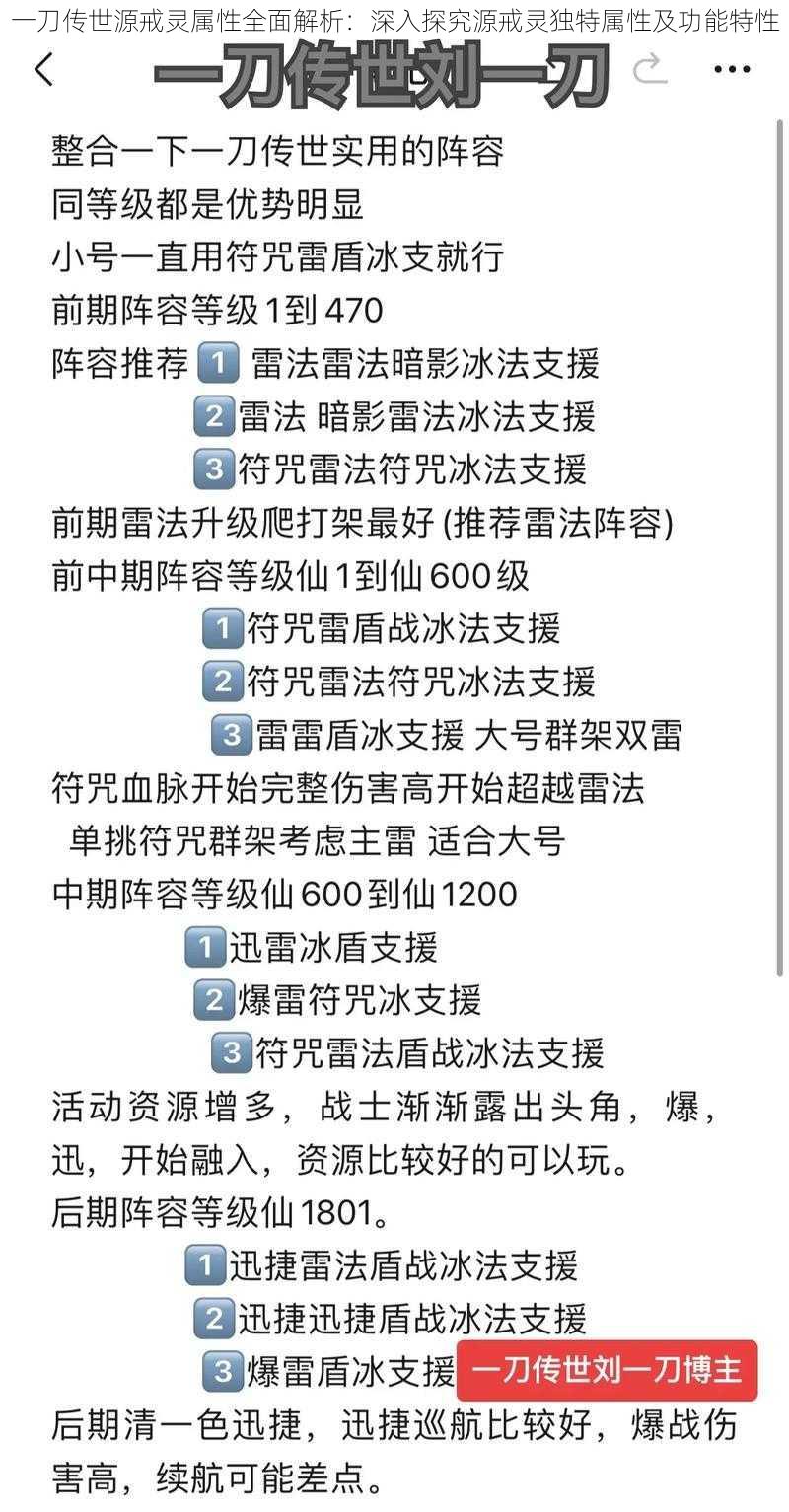 一刀传世源戒灵属性全面解析：深入探究源戒灵独特属性及功能特性