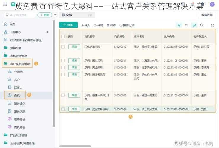 成免费 crm 特色大爆料——一站式客户关系管理解决方案