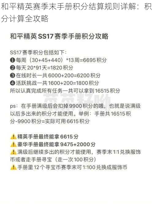 和平精英赛季末手册积分结算规则详解：积分计算全攻略