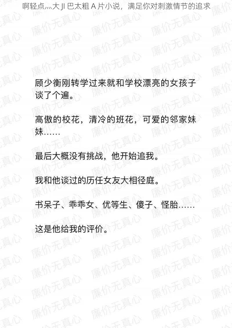 啊轻点灬大 JI 巴太粗 A 片小说，满足你对刺激情节的追求