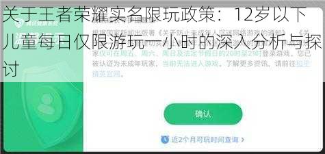 关于王者荣耀实名限玩政策：12岁以下儿童每日仅限游玩一小时的深入分析与探讨