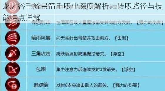 龙之谷手游弓箭手职业深度解析：转职路径与技能特点详解