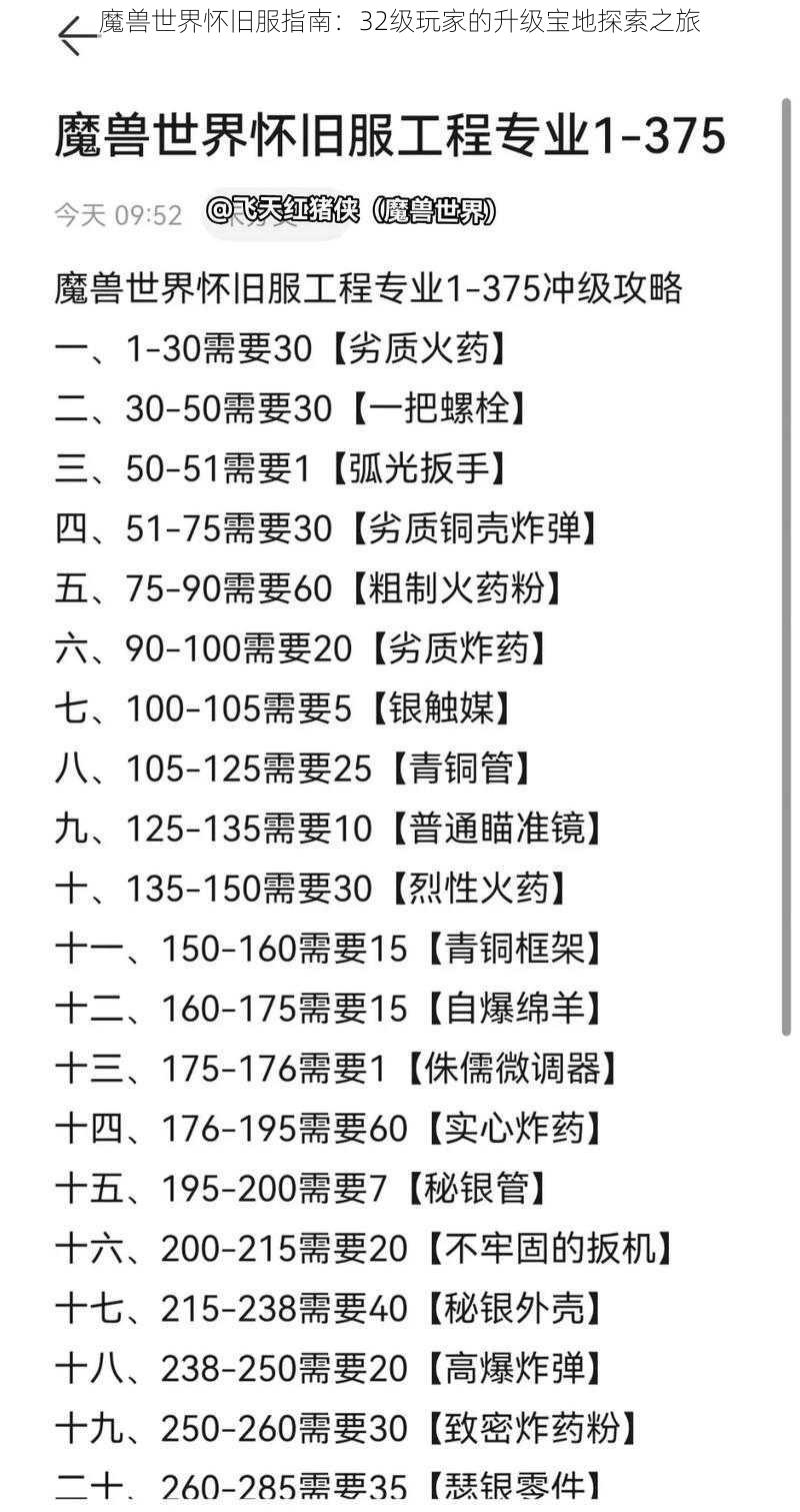 魔兽世界怀旧服指南：32级玩家的升级宝地探索之旅