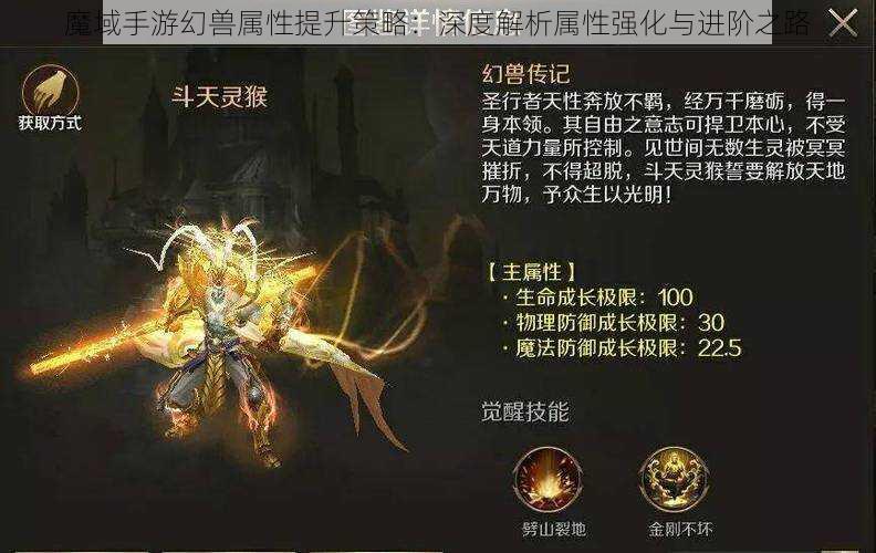 魔域手游幻兽属性提升策略：深度解析属性强化与进阶之路