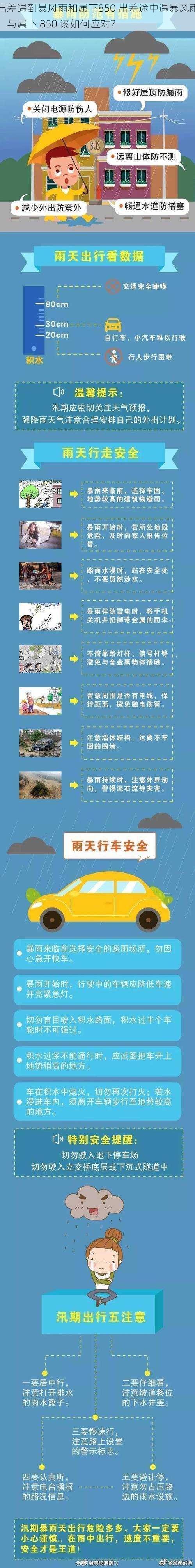 出差遇到暴风雨和属下850 出差途中遇暴风雨，与属下 850 该如何应对？