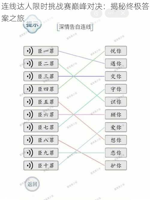 连线达人限时挑战赛巅峰对决：揭秘终极答案之旅