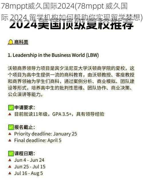78mppt威久国际2024(78mppt 威久国际 2024 留学机构如何帮助你实现留学梦想)