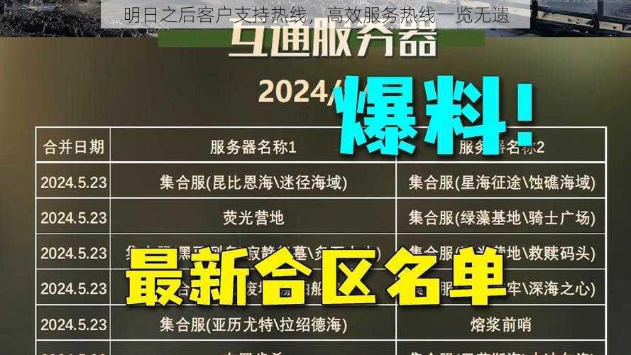 明日之后客户支持热线，高效服务热线一览无遗