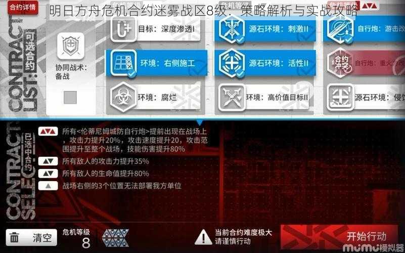 明日方舟危机合约迷雾战区8级：策略解析与实战攻略