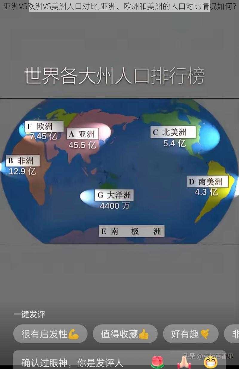 亚洲VS欧洲VS美洲人口对比;亚洲、欧洲和美洲的人口对比情况如何？