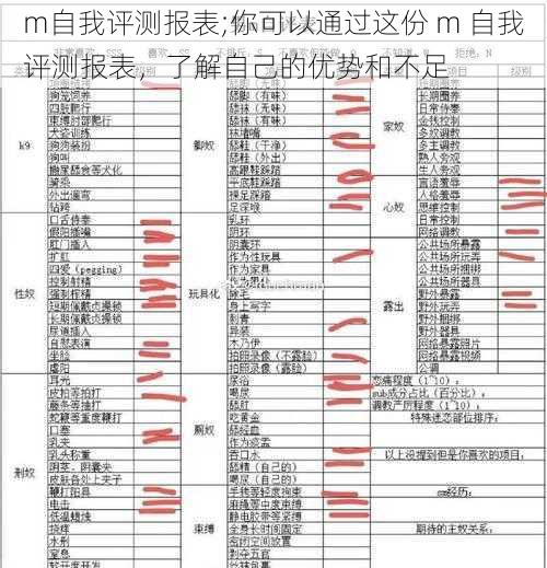 m自我评测报表;你可以通过这份 m 自我评测报表，了解自己的优势和不足