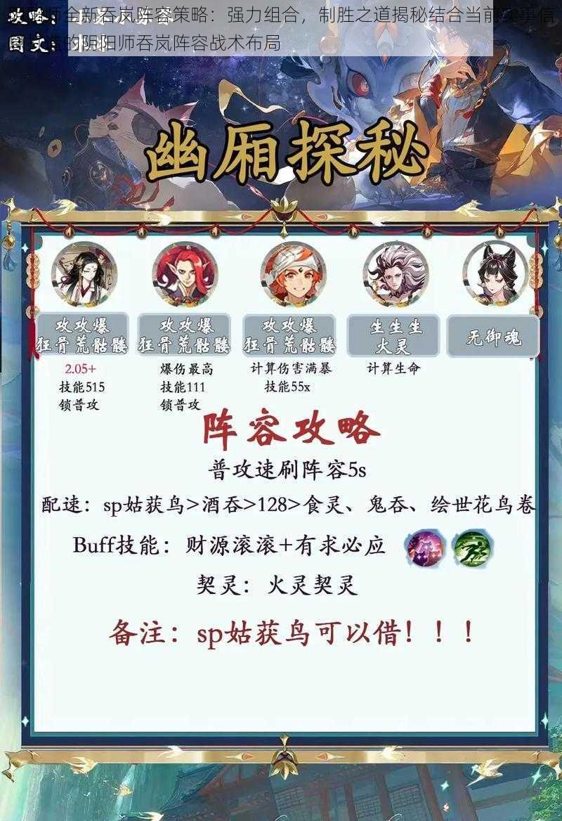 阴阳师全新吞岚阵容策略：强力组合，制胜之道揭秘结合当前实事信息打造的阴阳师吞岚阵容战术布局