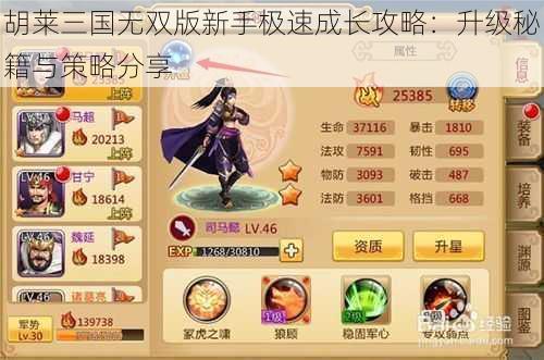 胡莱三国无双版新手极速成长攻略：升级秘籍与策略分享