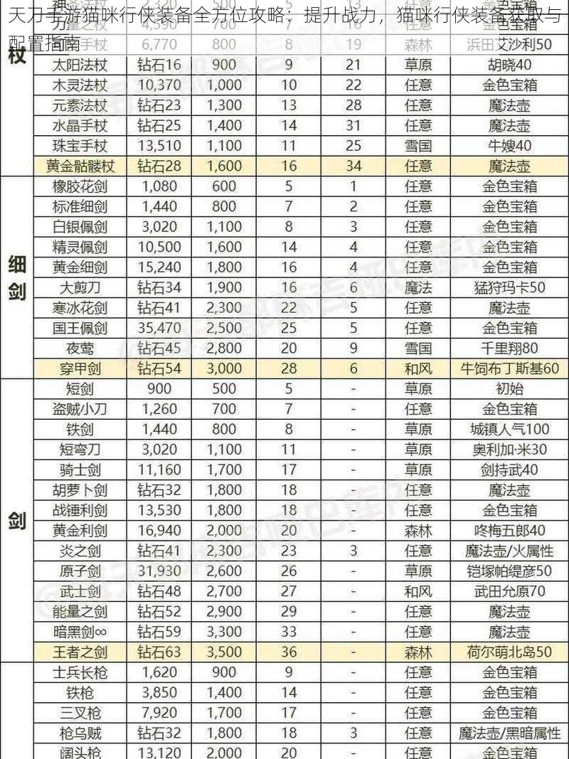 天刀手游猫咪行侠装备全方位攻略：提升战力，猫咪行侠装备获取与配置指南