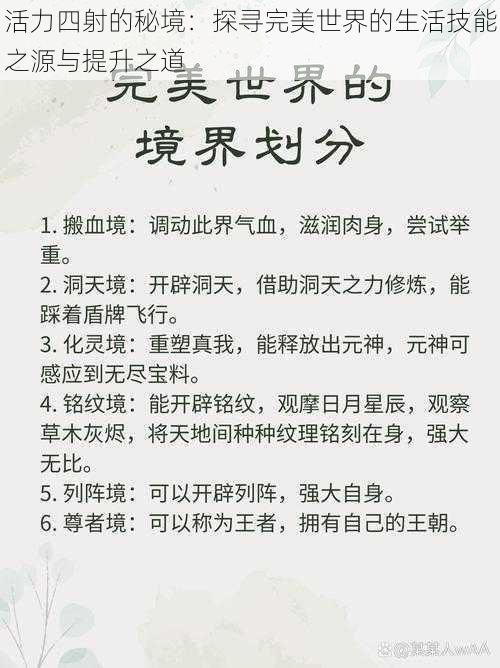 活力四射的秘境：探寻完美世界的生活技能之源与提升之道